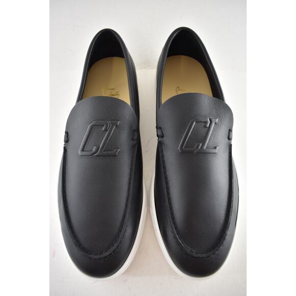 Christian Louboutin Mens Varsiboat Flat Black Leather Loafer Sneaker Boat 45 12 - Picture 7 of 16